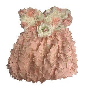 Cachcach 18 Month Pink and White Onesies 3 D Floral Appliqué